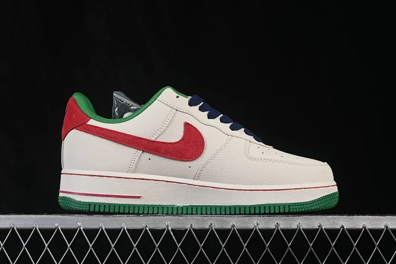 All categories Nk Air Force 1 Air Force series Nk Air Force 1 Low Air Force low-top Nike Air Force 1'07 Low beige red and green Air Force 1 low-top casual sneakers FV3694-108